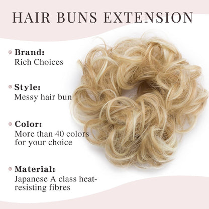 Welliges Haarverlängerung Haargummi Dunkelblond bis Bleichblond