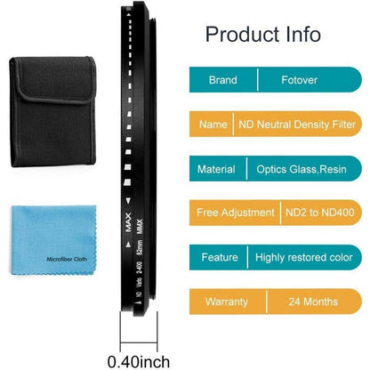 43mm Slim Variabler ND Filter für Canon Nikon Sony DSLR