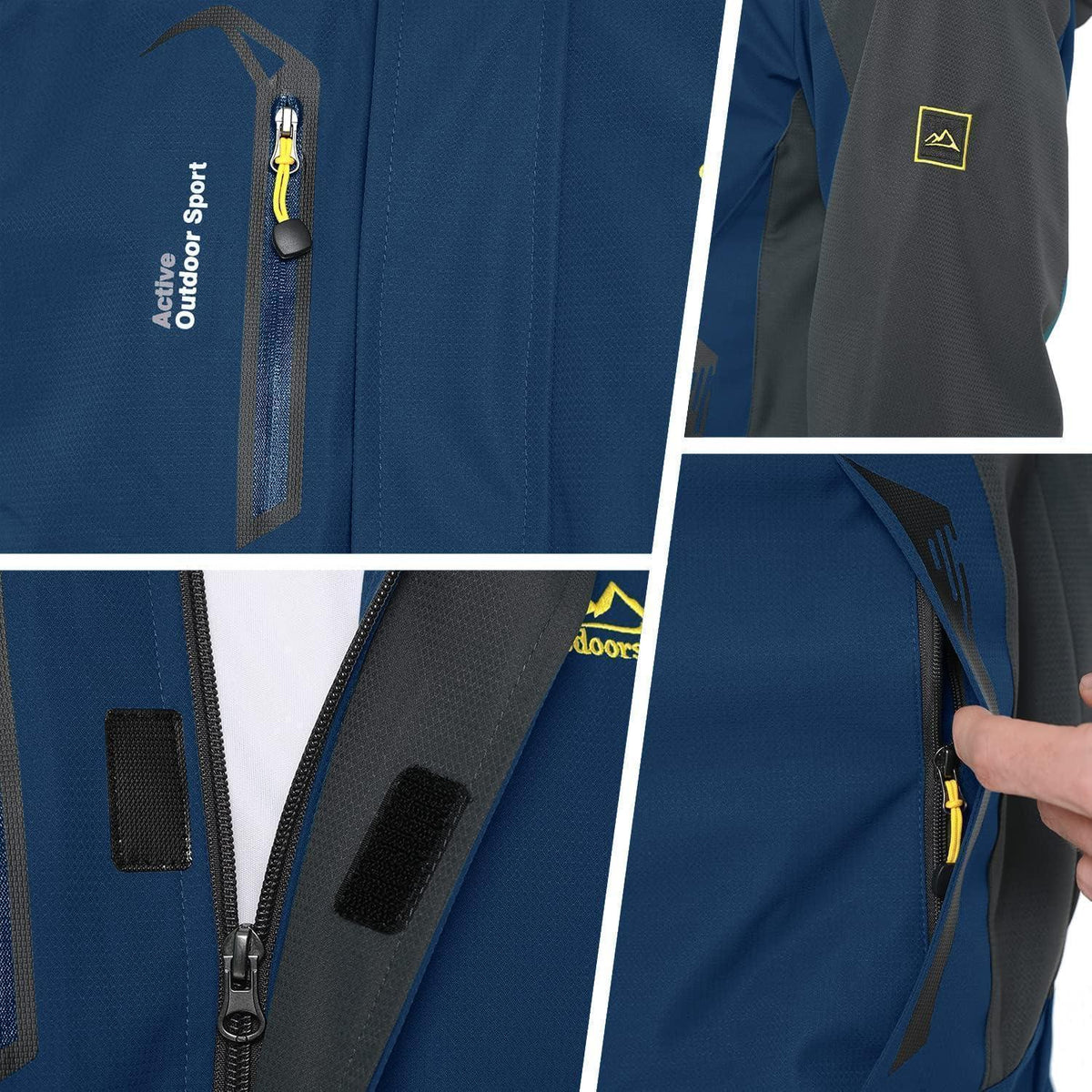 Herren Übergangsjacke wasserabweisend mit abnehmbarer Kapuze Marine Blau