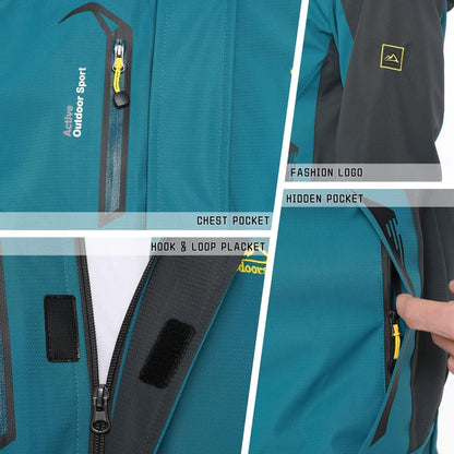 Herren Übergangsjacke wasserabweisend mit abnehmbarer Kapuze S See Blau