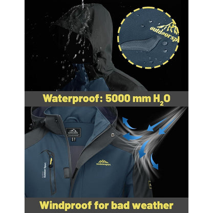 Herren Übergangsjacke wasserabweisend mit abnehmbarer Kapuze Marine Blau