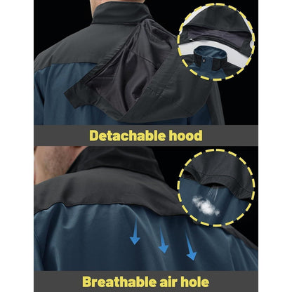 Herren Übergangsjacke wasserabweisend mit abnehmbarer Kapuze Marineblau XL