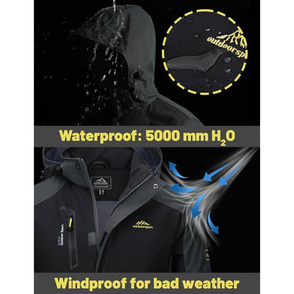 Herren Übergangsjacke wasserabweisend mit abnehmbarer Kapuze Schwarz XL