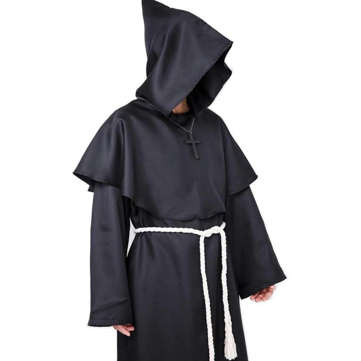 Mönch Robe Kostüm mit Kapuze - 3-teilig für Halloween & Motto