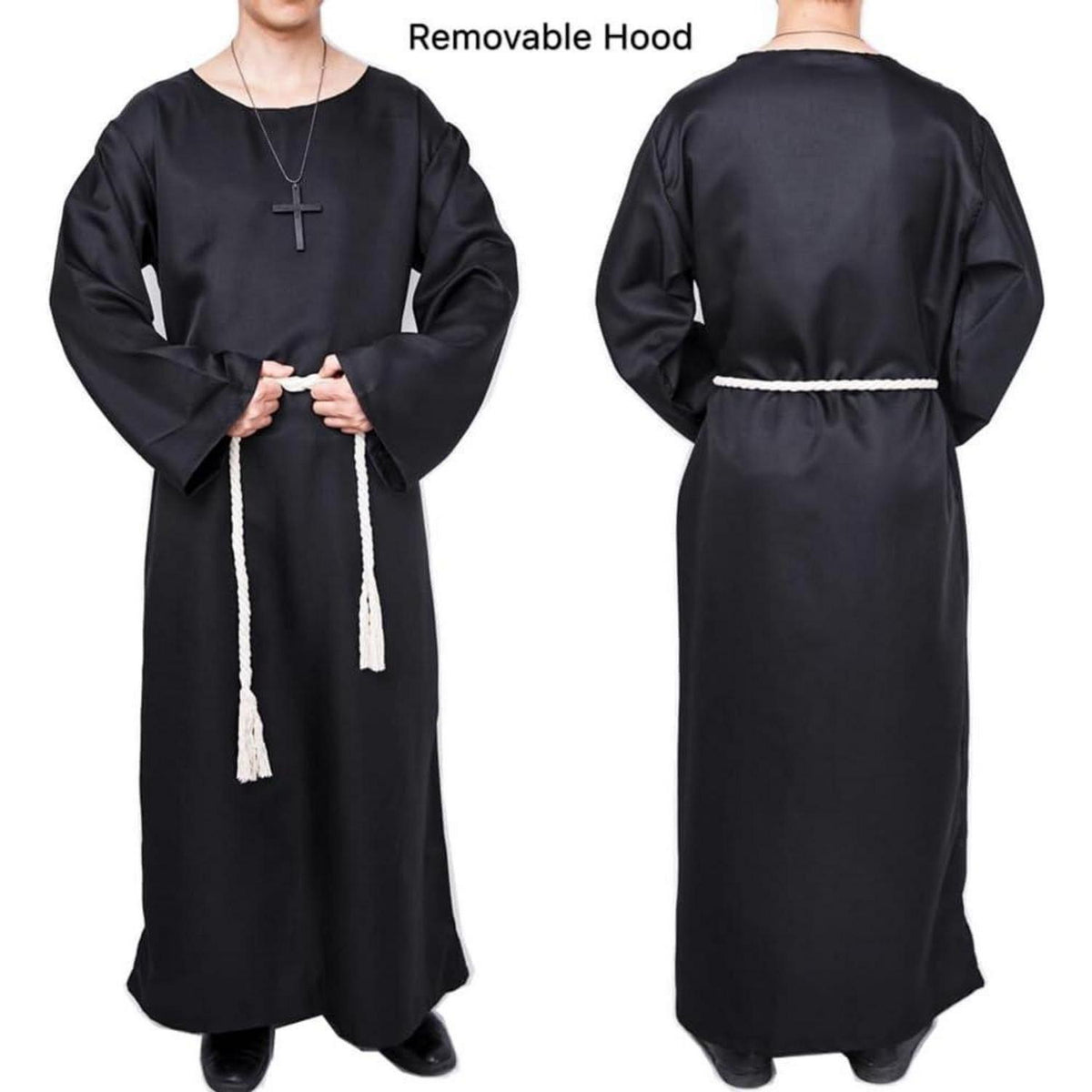 Mönch Robe Kostüm mit Kapuze - 3-teilig für Halloween & Motto