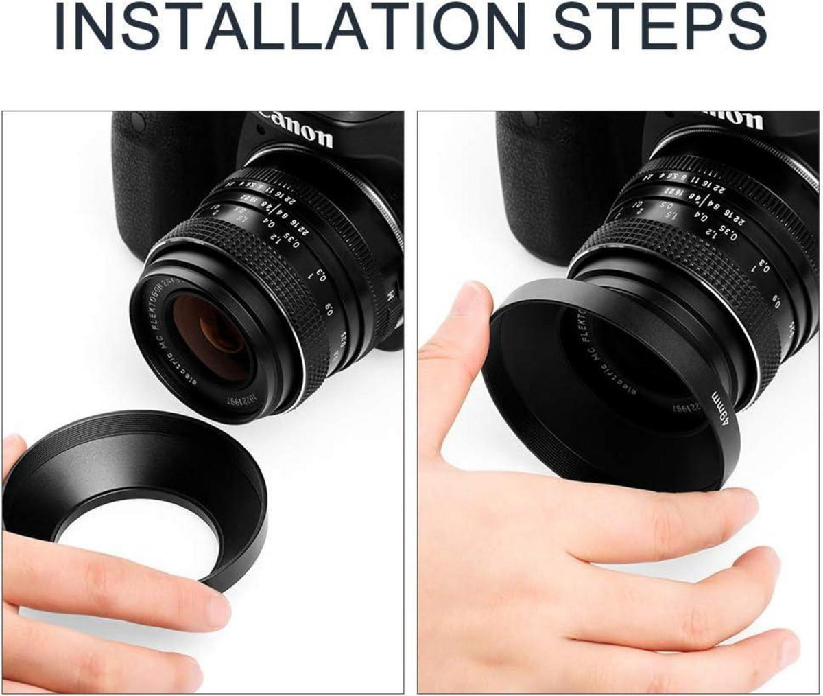 55mm Universal Metall Sonnenblende Streulichtblende für Kamera + Putztuch