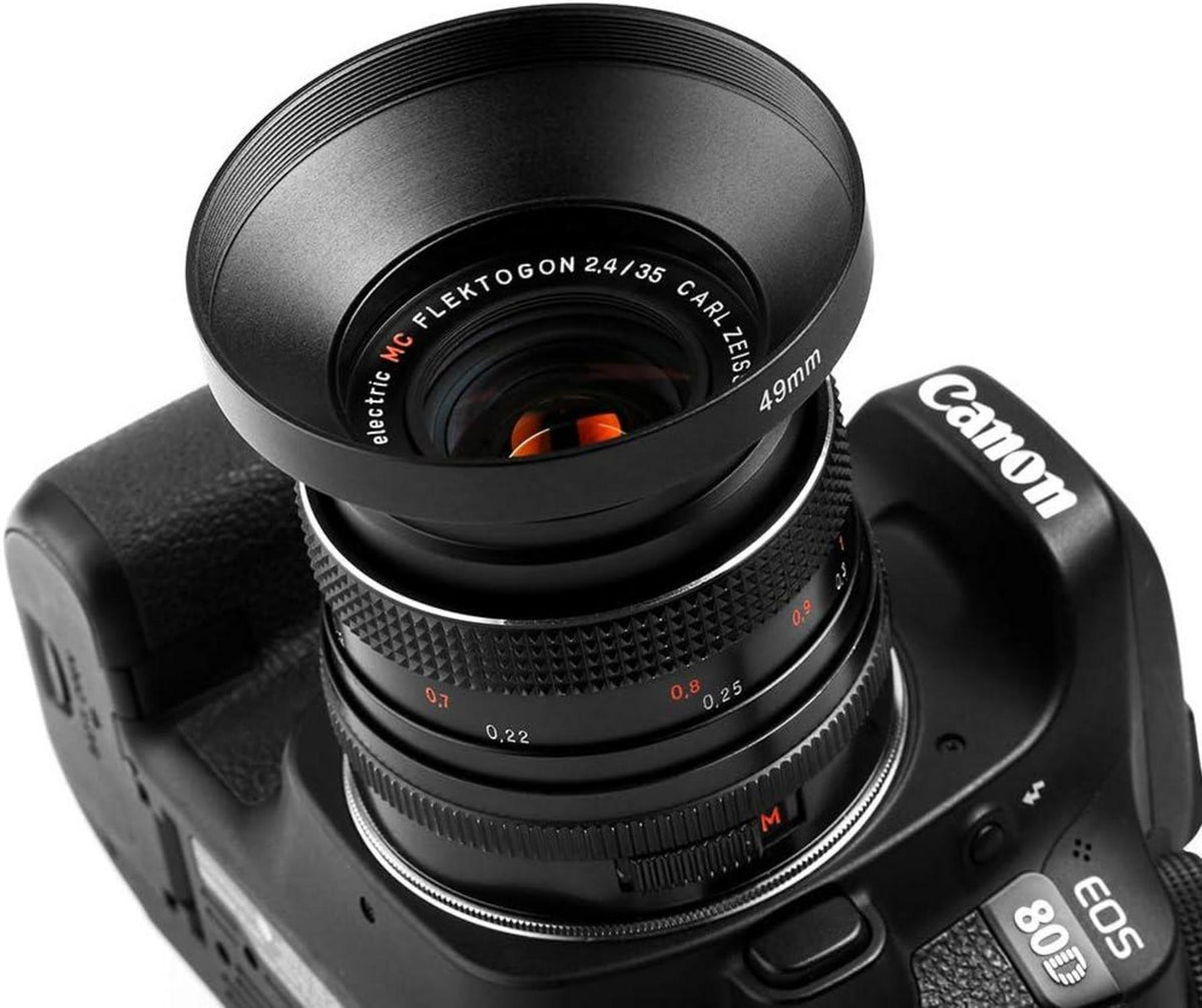 55mm Universal Metall Sonnenblende Streulichtblende für Kamera + Putztuch