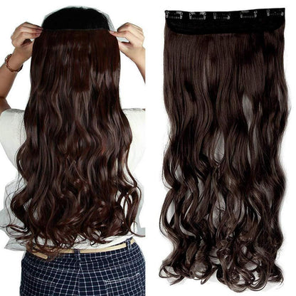 Gewellte Haarverlängerung Mittelbraun 60cm – Clip-in Haarteil