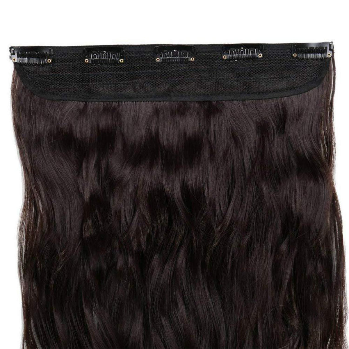 Gewellte Haarverlängerung Mittelbraun 60cm – Clip-in Haarteil