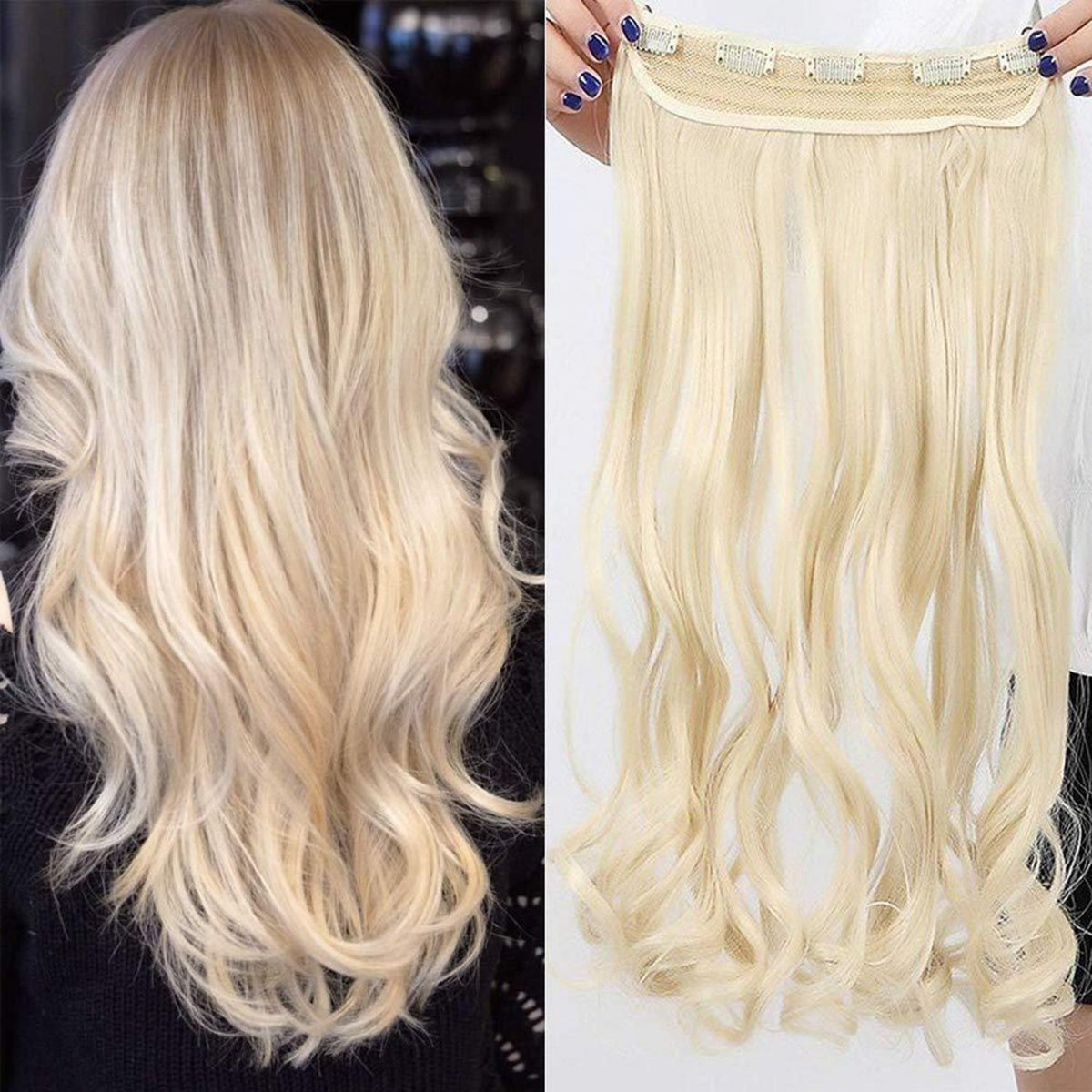 Gewellte Haarverlängerung Blond 73 cm – Clip-in Haarteil