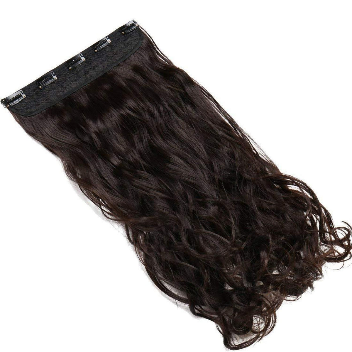 Gewellte Haarverlängerung 43 cm – Mittelbraun, Clip-In