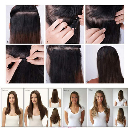 Gewellte Haarverlängerung 43 cm – Mittelbraun, Clip-In