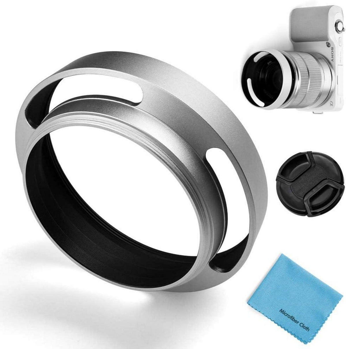 43mm Metall Gegenlichtblende mit Sonnenblende und Objektivdeckel
