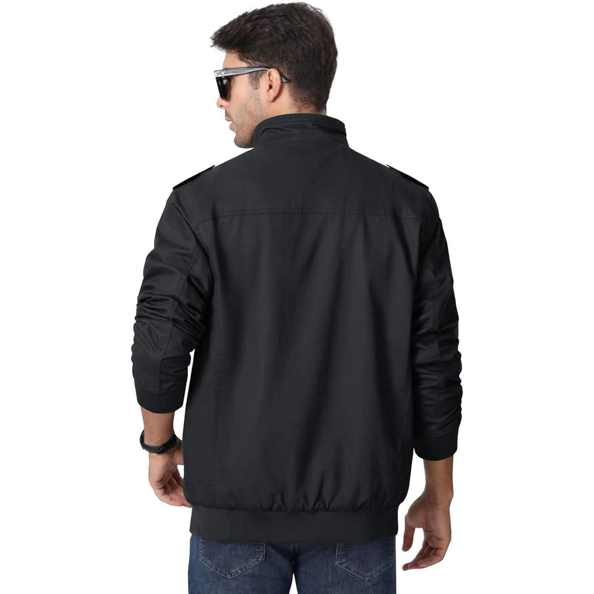 Herren Übergangsjacke Cargo Militärjacke mit Taschen Schwarz