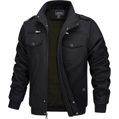 Herren Übergangsjacke Cargo Militärjacke Winddicht XL Schwarz