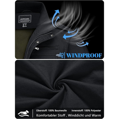 Herren Übergangsjacke Cargo Militärjacke Winddicht XL Schwarz