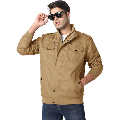 Herren Übergangsjacke Cargo Militärjacke Winddicht Viele Taschen