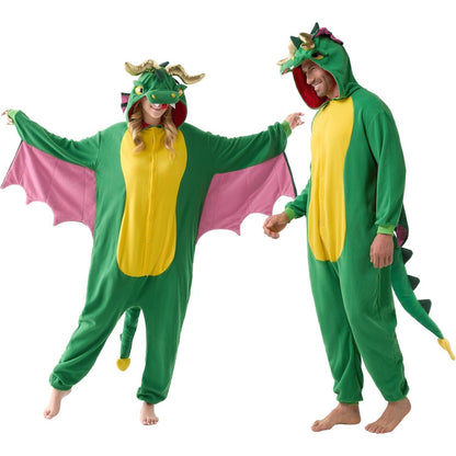 Drachen Pyjama Erwachsene - Plüsch Kostüm für Halloween & Cosplay