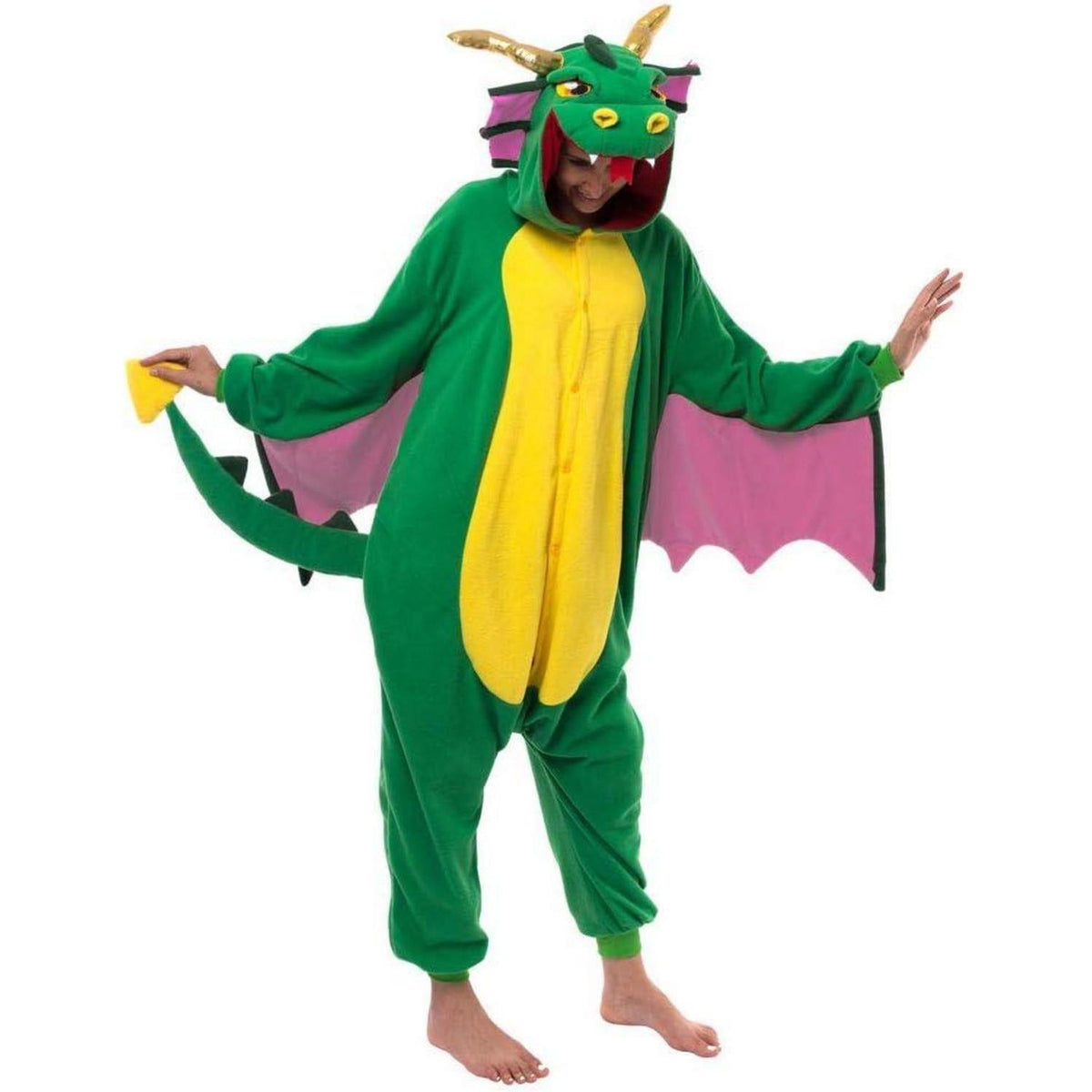 Drachen Pyjama Erwachsene - Plüsch Kostüm für Halloween & Cosplay