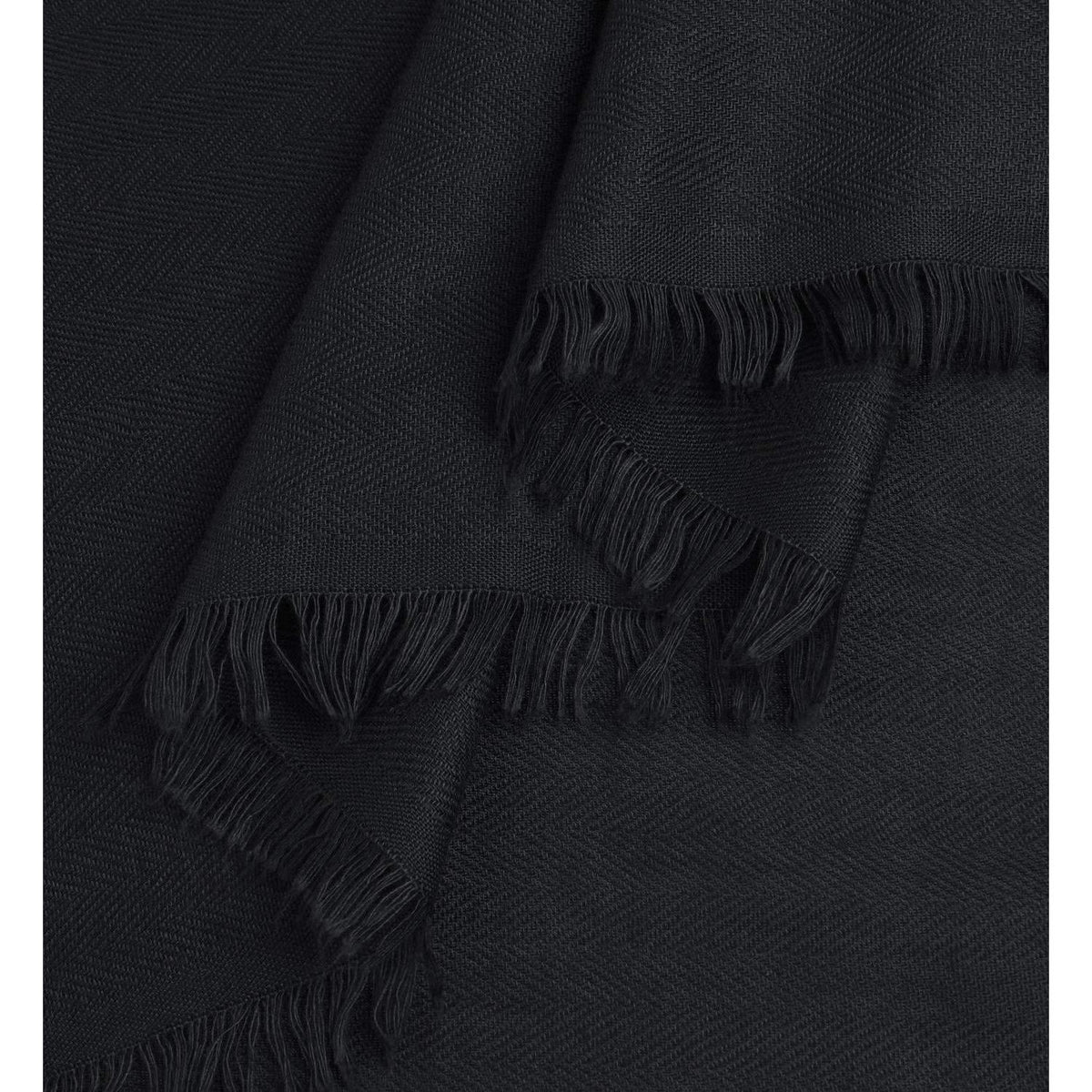 Damen Halstuch Baumwolle Quadratisch mit Fransen Schwarz 140x140cm