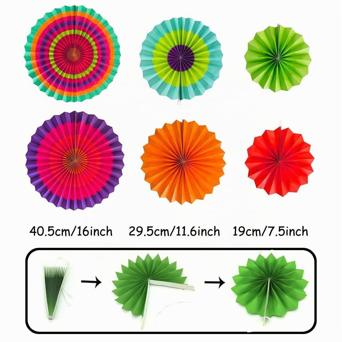 Party Deko Set: Papier Pompoms, Wimpel & Girlande Mehrfarbig