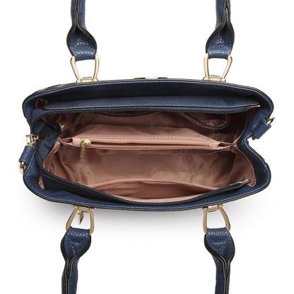 Miss Lulu Damen Handtasche Mittelgroß Blau Lychee Muster
