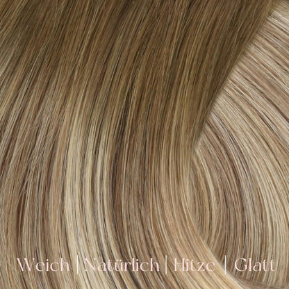 Echthaar Clip-in Extensions Ombre Blond bis Dunkelbraun