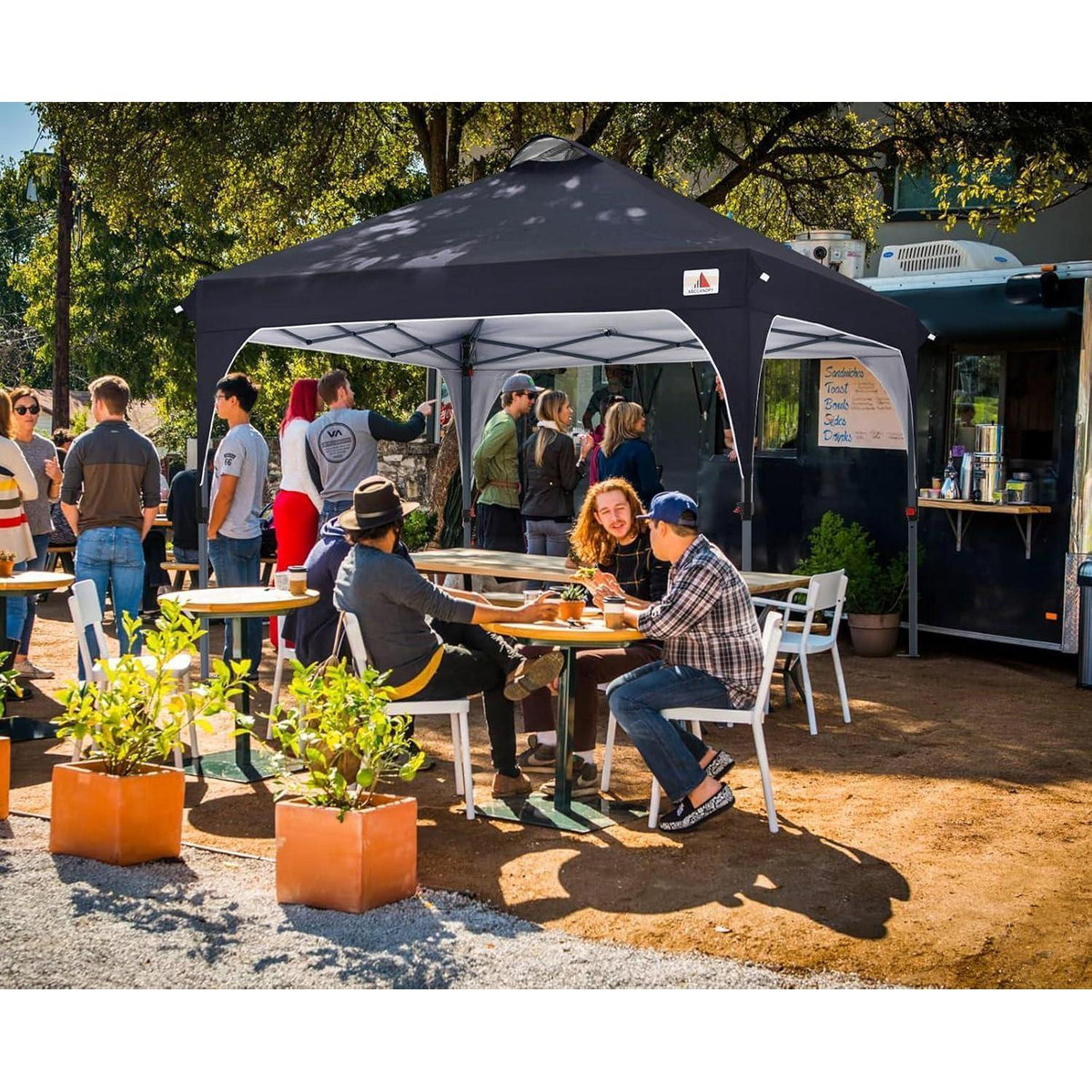 Pop-Up Pavillon 2,5x2,5m wasserdicht mit Roll-Tragetasche Schwarz
