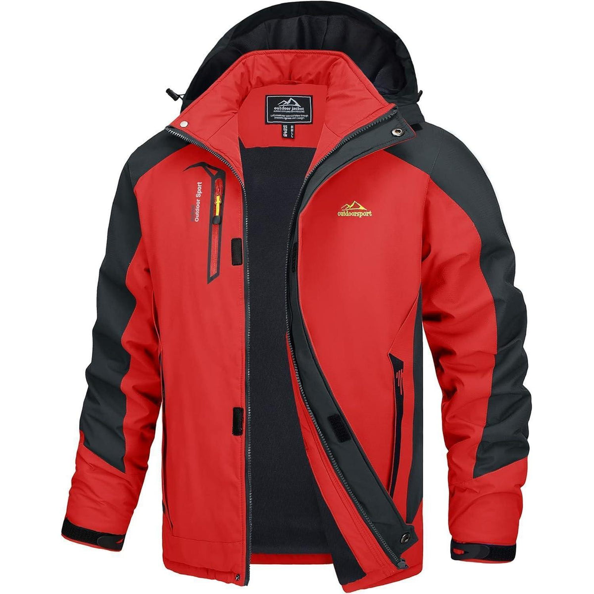Herren Übergangsjacke Wasserabweisend mit Kapuze Rot XL