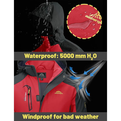 Herren Übergangsjacke Wasserabweisend mit Kapuze Rot XL