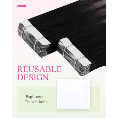 Braune Ombre Tape Extensions Echthaar 50cm – Remy Glatt