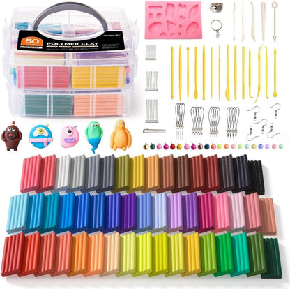 Polymer Clay Set inkl. 19 Schnitzwerkzeuge - 50 Farben, nicht klebrig