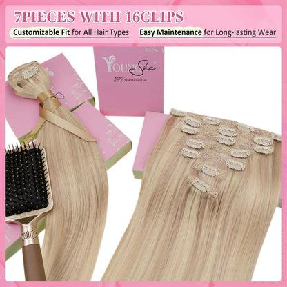 Clip-in Echthaar Extensions Blond 45cm – 120g