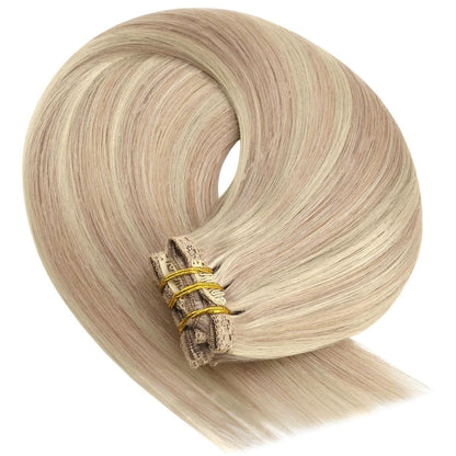 Echthaar Clip-Ins Aschblond 35cm – Remy Haarverlängerung