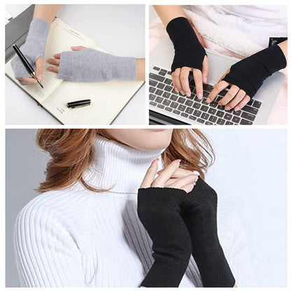 Damen Fingerlose Handschuhe Gestrickt Rosa