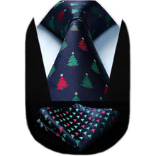 Herren Weihnachts Krawatte & Einstecktuch Set mit Baum Muster