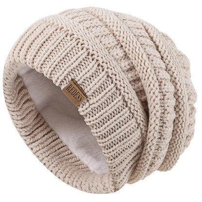 Strickmütze Oversized Zopfmuster für Damen und Herren Beige