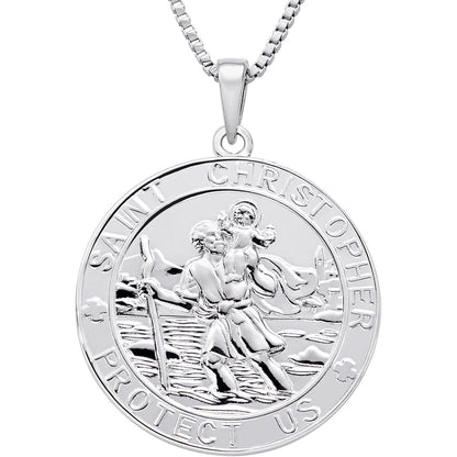 Heiliger Christophorus Kette 925 Sterling Silber, Schutz Talisman, 18 Zoll
