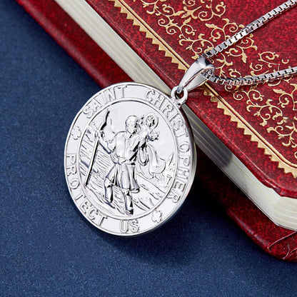 Heiliger Christophorus Kette 925 Sterling Silber, Schutz Talisman, 18 Zoll