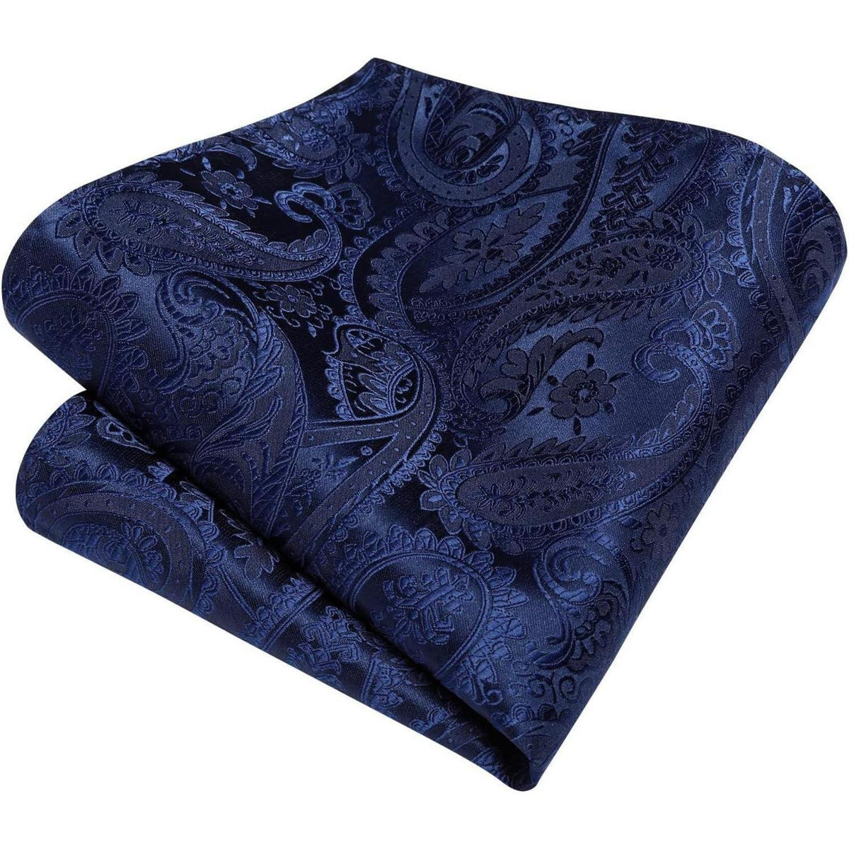 Herren Krawatten-Set mit Einstecktuch, Paisley, Dunkelblau