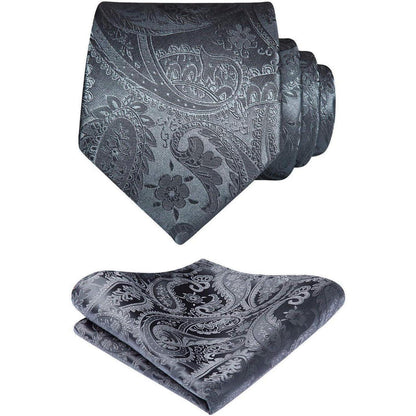 Krawatten-Set mit Einstecktuch für Herren, Paisley-Muster, verschiedene Farben
