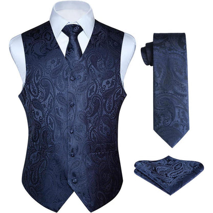 Herren Anzugweste mit Krawatte & Einstecktuch, Paisley Floral