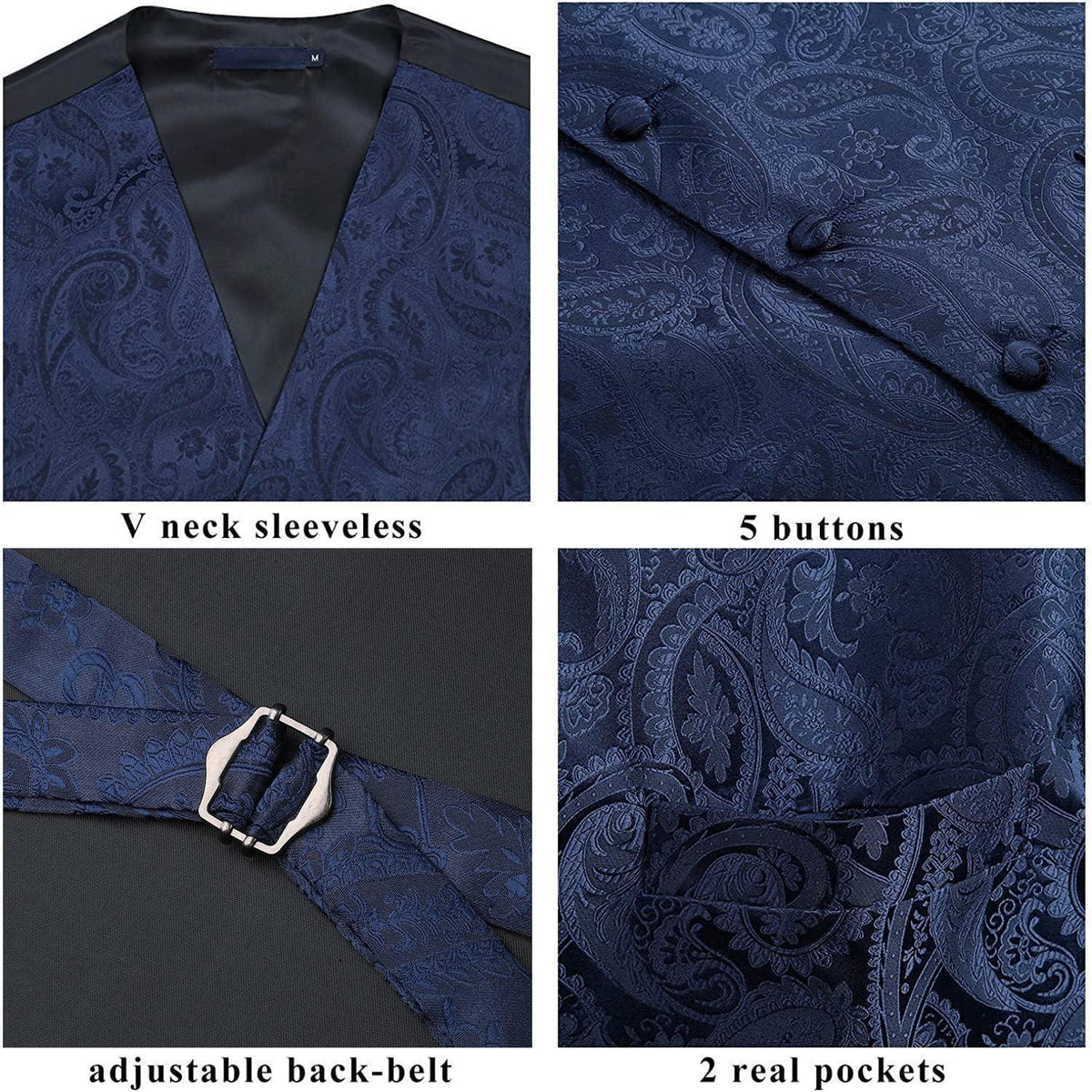 Herren Anzugweste mit Krawatte & Einstecktuch, Paisley Floral