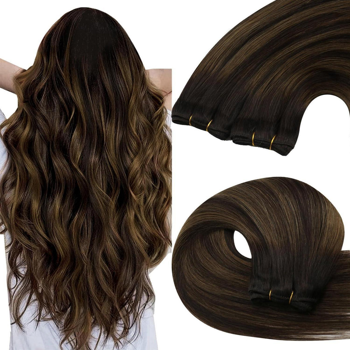 Braun Ombre Echthaar Tressen 35cm – Remy Weft Extensions