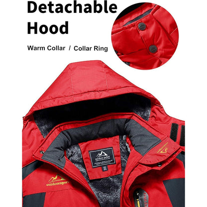 Herren Fleece Skijacke Winter Warm Gefüttert Rot XL