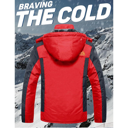Herren Fleecejacke Winter Warm Gefüttert Skijacke Rot M