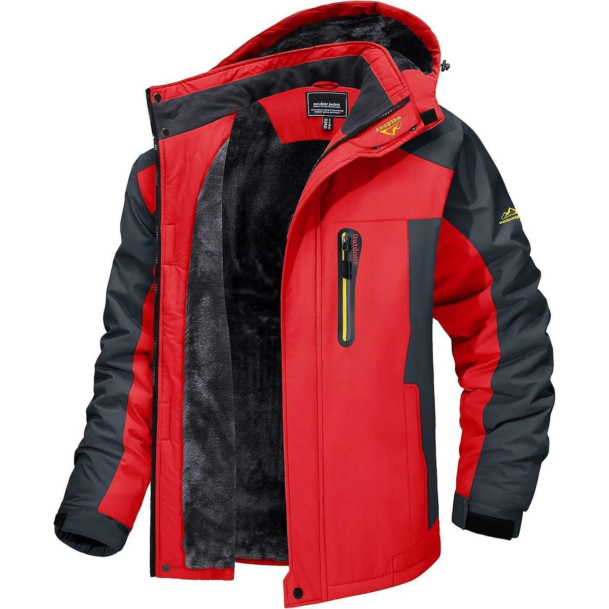 Herren Fleece Skijacke Winter Warm Gefüttert Winddicht Rot L