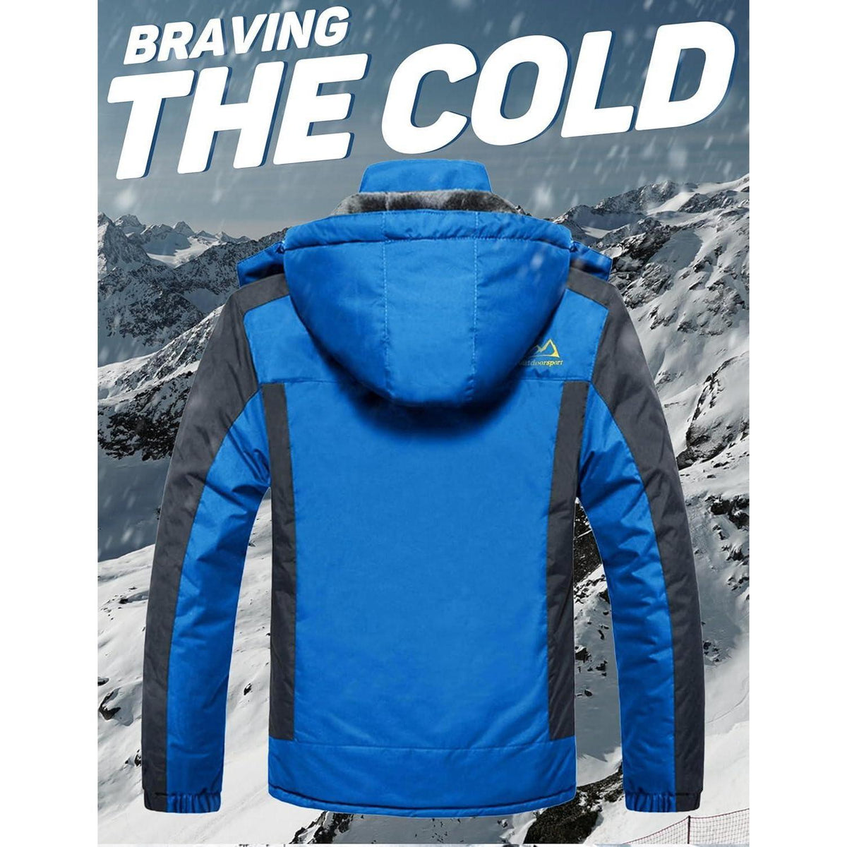 Herren Fleecejacke Winter Warm Gefüttert Skijacke Blau M
