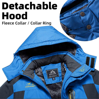 Herren Winterjacke warm gefüttert wasserdicht abnehmbare Kapuze Blau L