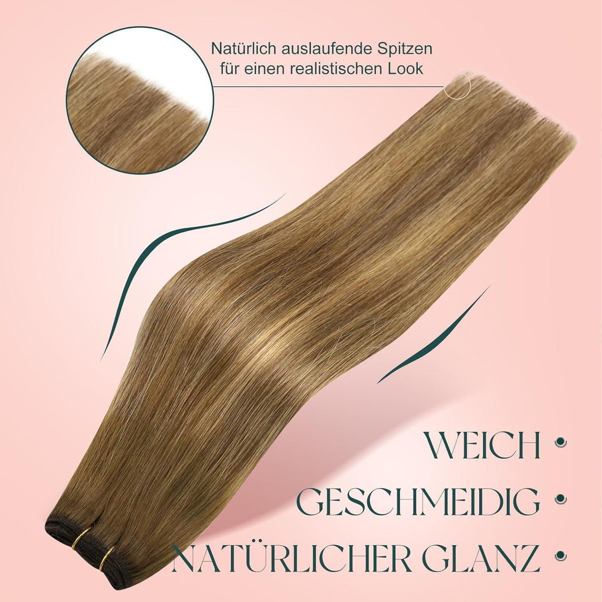 Echthaar Tressen Mittelbraun & Blond 50cm - Balayage